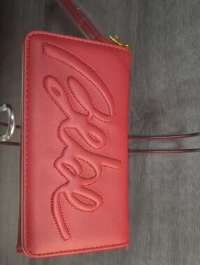 Red Quilted Tri-fold Wallet Wristlet Clutch